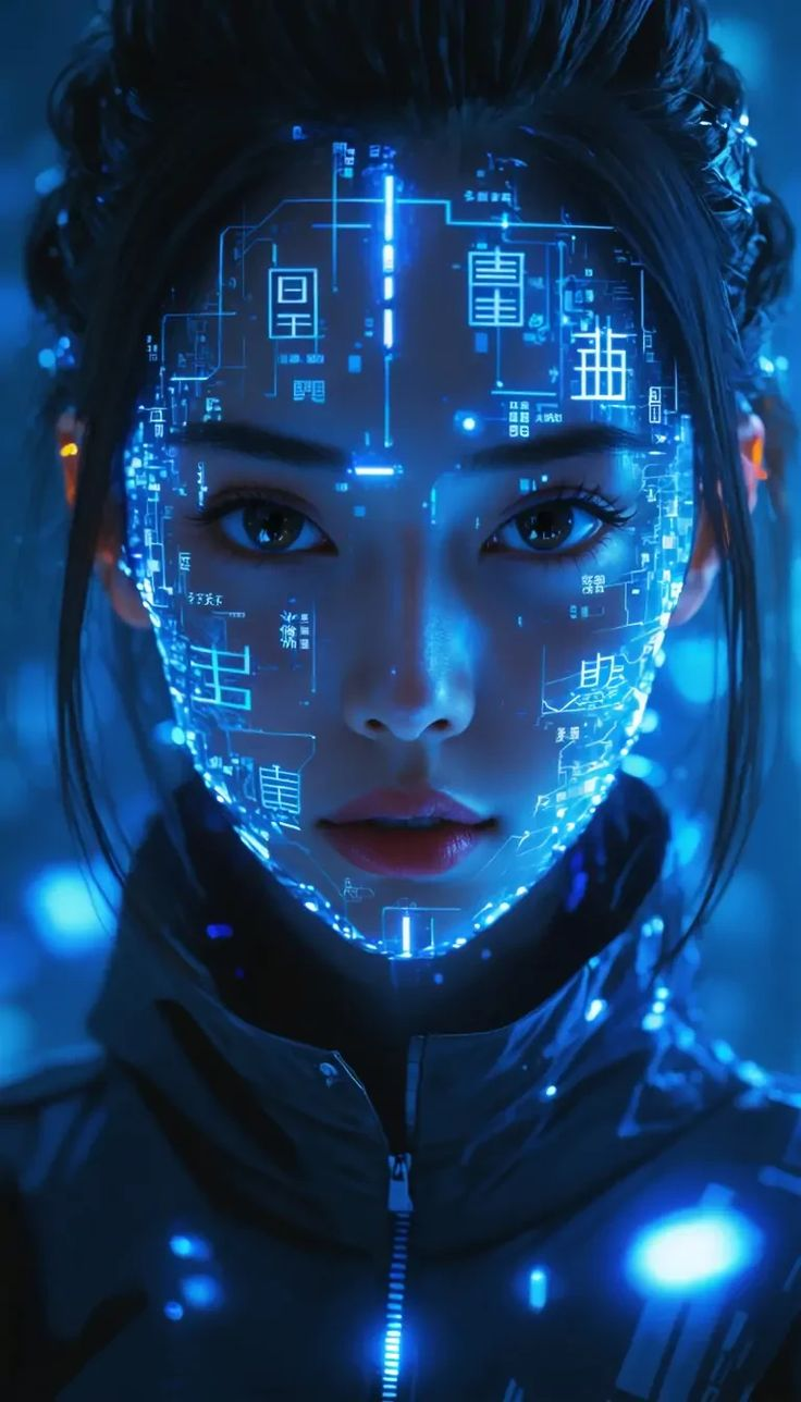 MindSync AI futuristic AI interface portrait